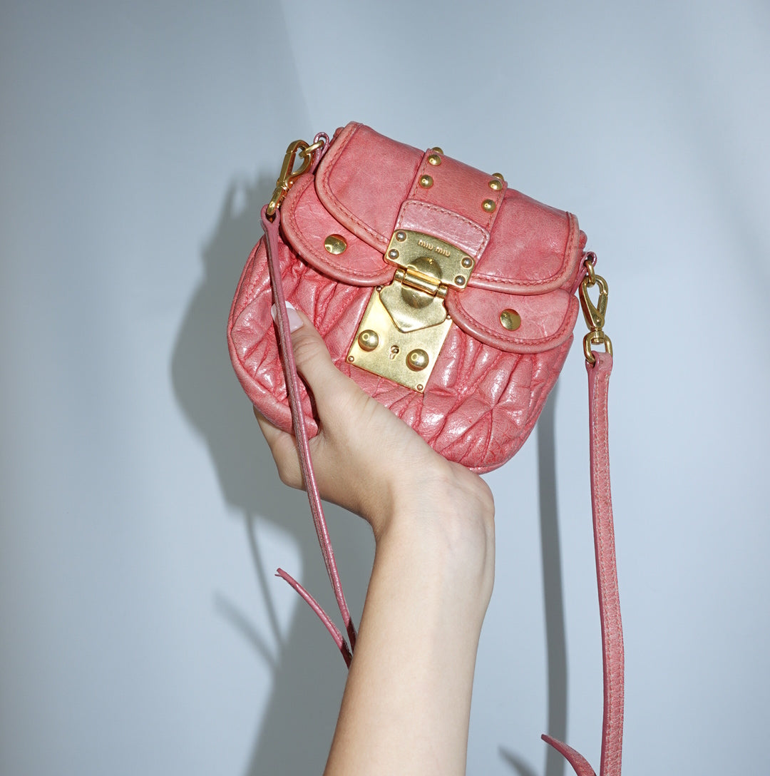 Vintage Miu Miu Pink Mini Coffer Shoulder Bag