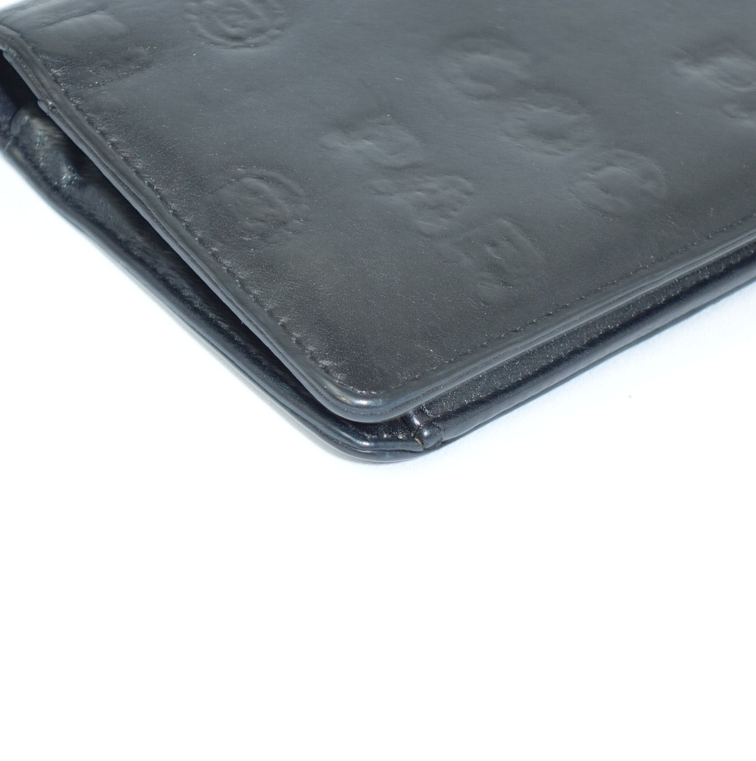 Chanel Black Leather CC Logo Long Wallet