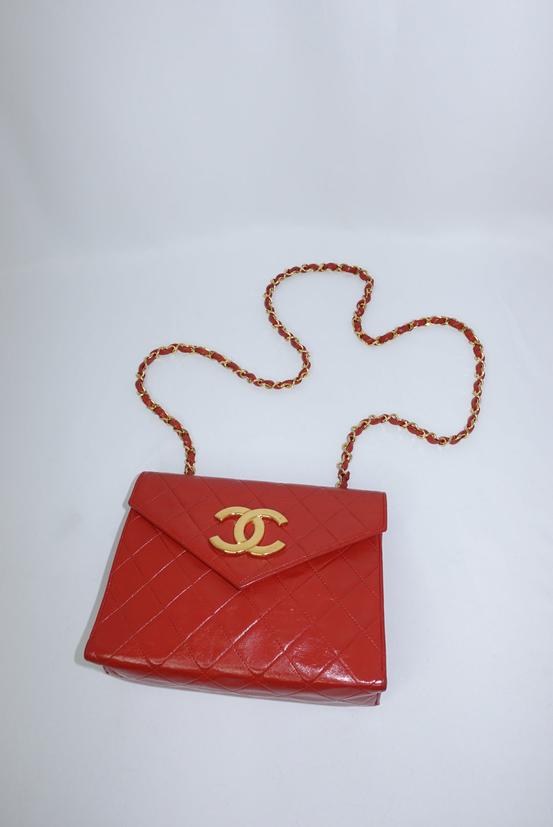 Chanel Vintage Camera Bag CC Logo Red Lambskin