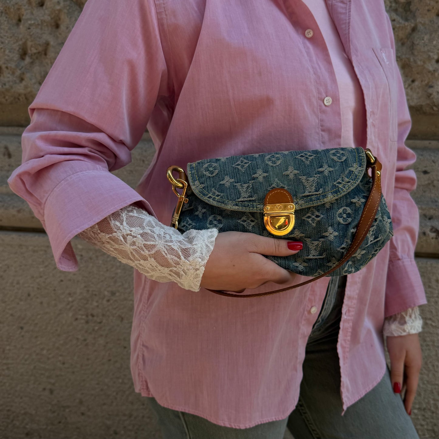 Louis Vuitton Pleaty Mini Bag in Monogram Denim