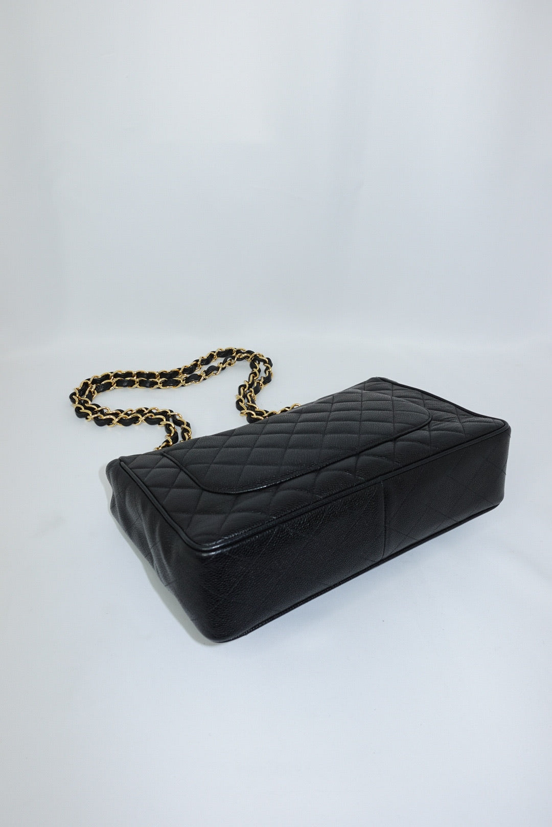 Chanel Vintage Jumbo Maxi Logo Caviar Leather