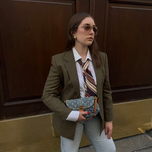 Blazer sartoriale vintage verde militare