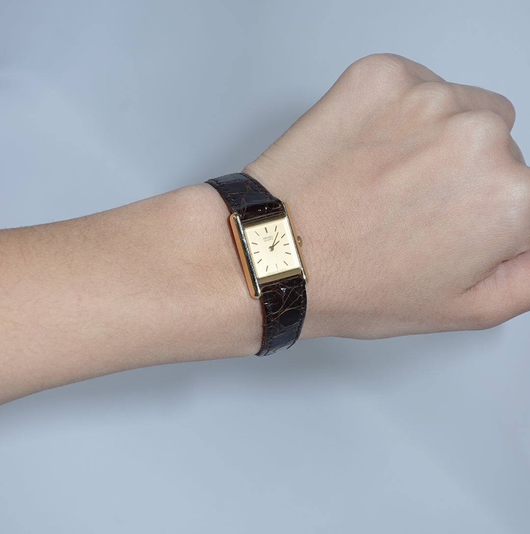 Seiko Quartz Brown with Gold Watch