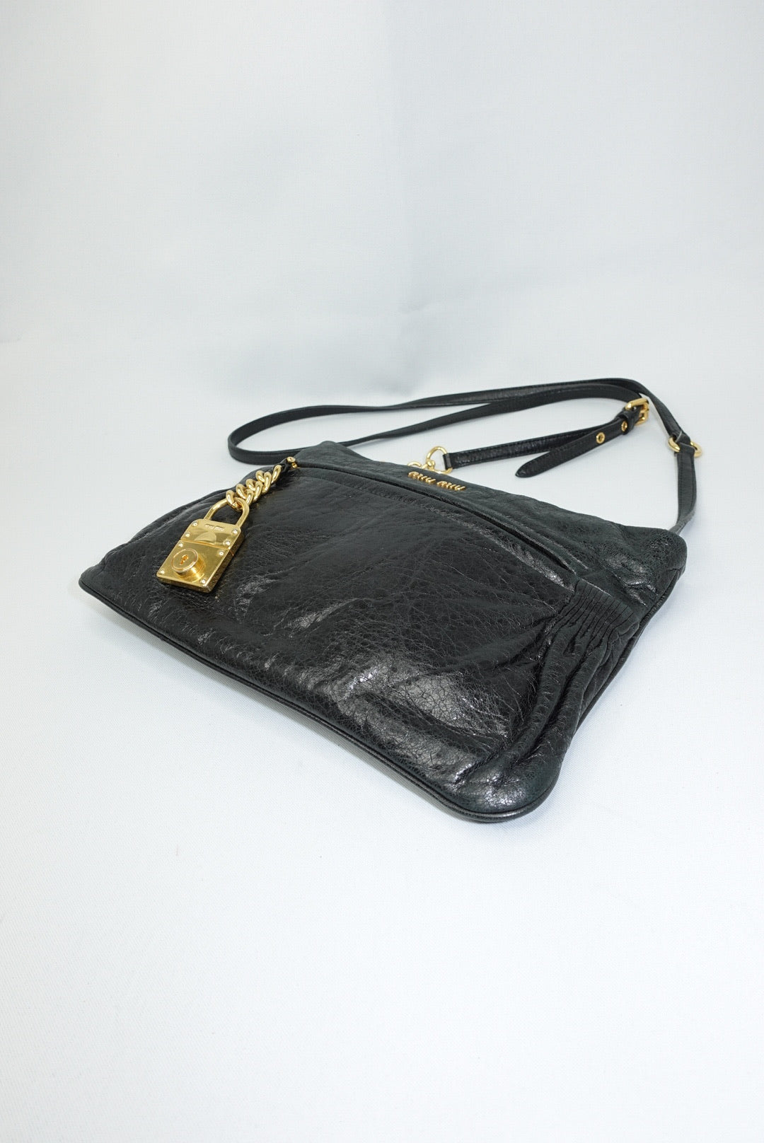 Miu Miu Black Vintage Crossbody Bag w/ Charm