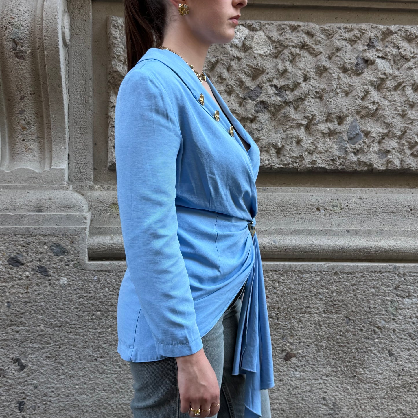 Light Blue Two Piece Set (Skirt + Blazer)