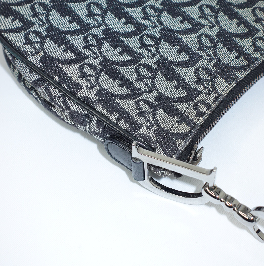Dior Saddle Flap Monogram Canvas Shoulder Bag