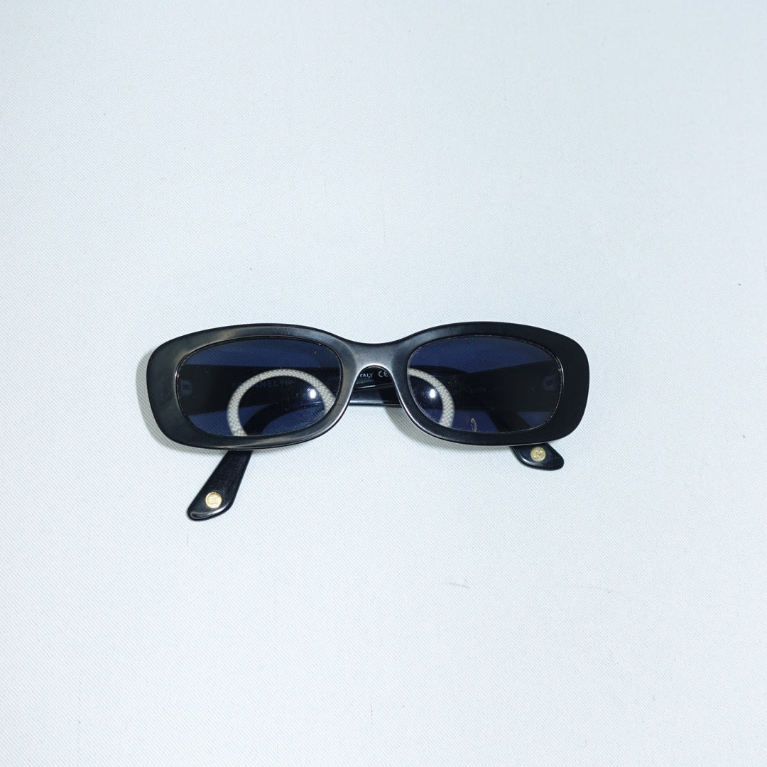Chanel Black Y2K Sunglasses with Blue lenses