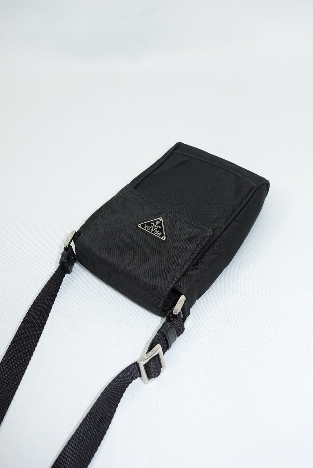 Prada Nylon Black Vintage Silver Toned Hardware Mini Crossbody Bag