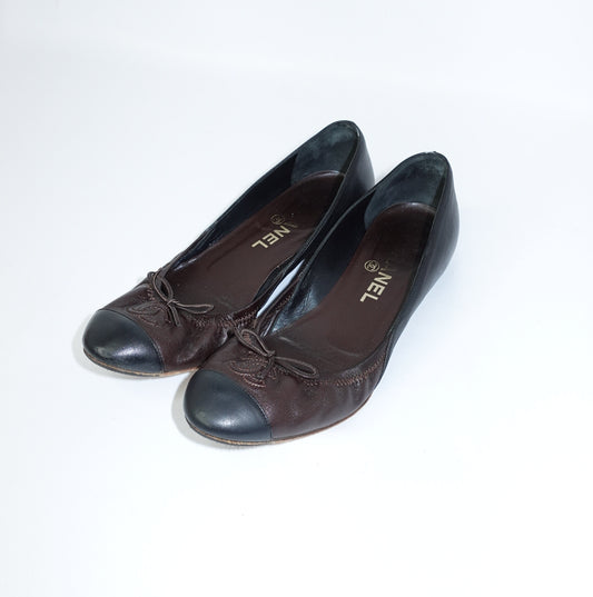 Chanel Brown Soft Ballet Flats 37