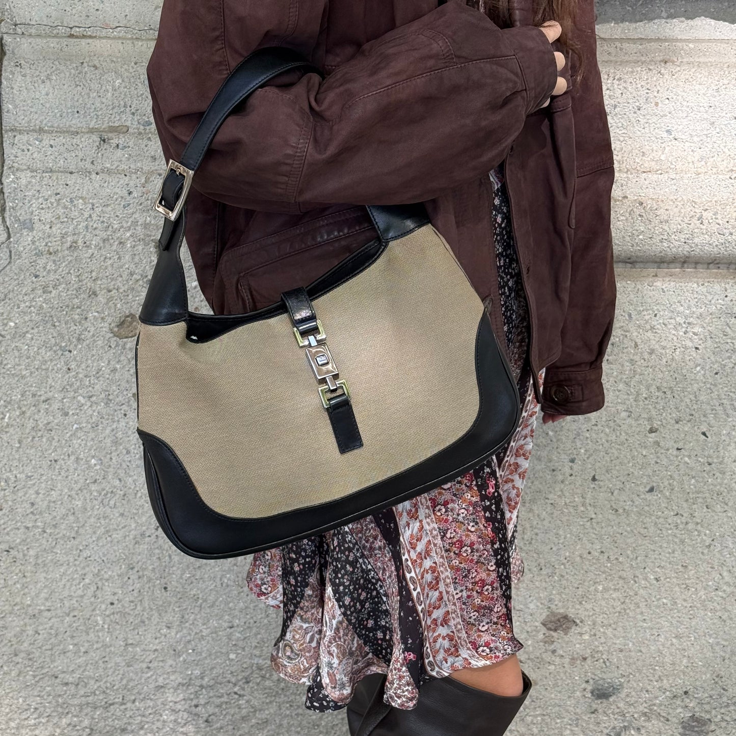 Gucci Jackie Black & Beige Bag