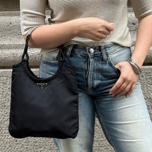 Prada Nylon Tote Metal Strap