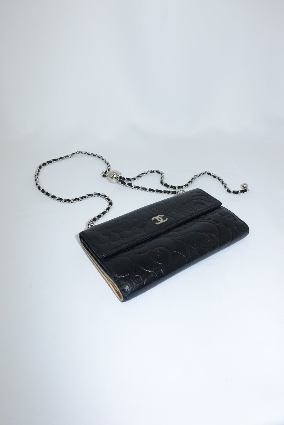 Chanel Re-Worked Flap Vintage Camellia Limited Edition Wallet with Chain