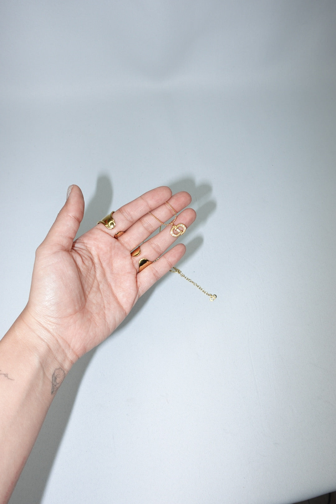 Christian Dior Gold Toned Vintage Necklace Crystals CD Logo