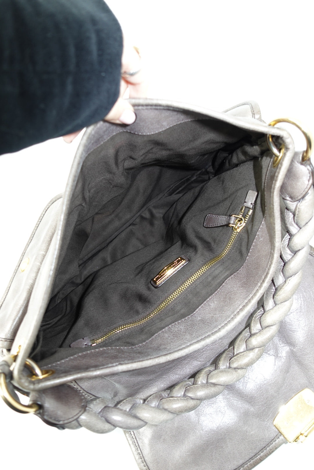 Miu Miu Vintage Grey Matelassé Coffer Shoulder Bag