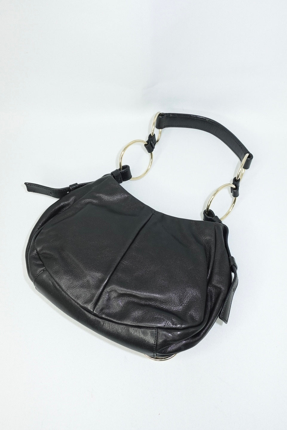 Yves Saint Laurent Black Leather Saharienne Vintage Bag w/ Logo Charm