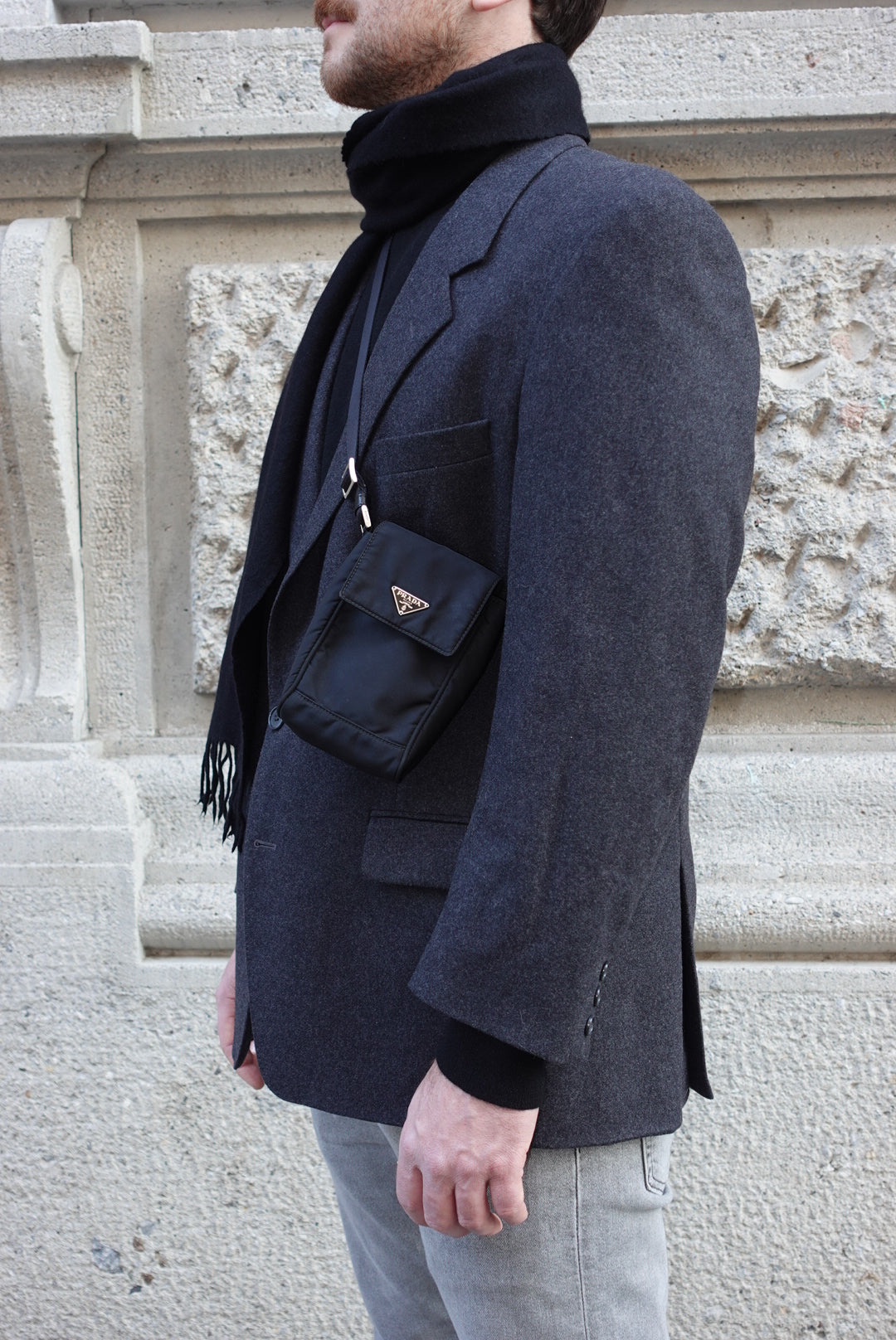 prada vintage nylon mini crossbody bag black