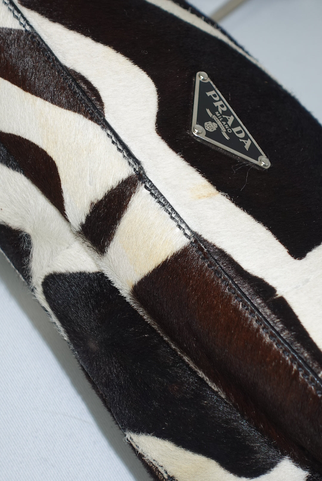 Prada 2000s Vintage Brown Pony Hair Shoulder Bag