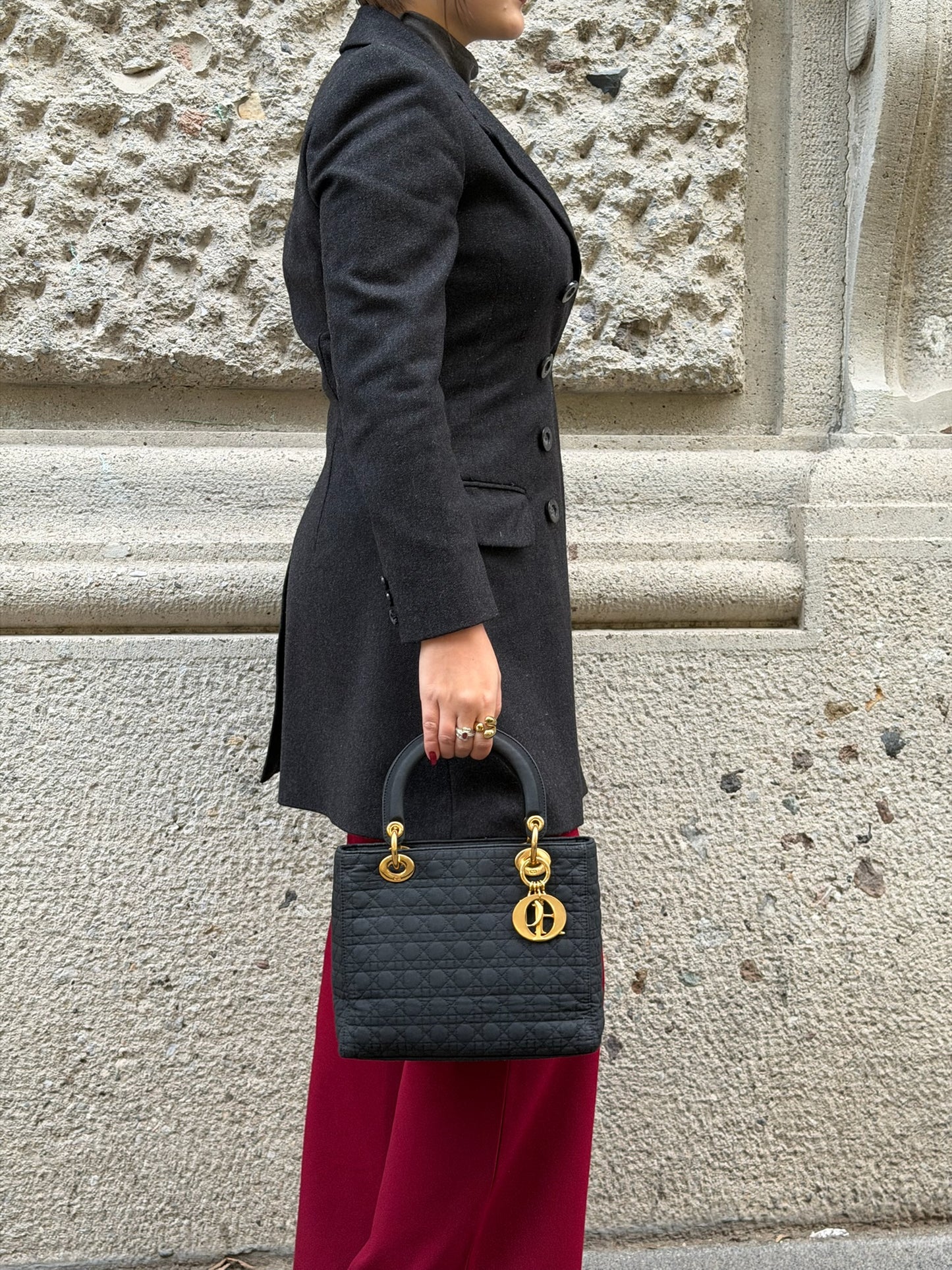 D&G Dolce & Gabbana Vintage Dark Grey Wool Double Breasted Blazer and Skirt Set