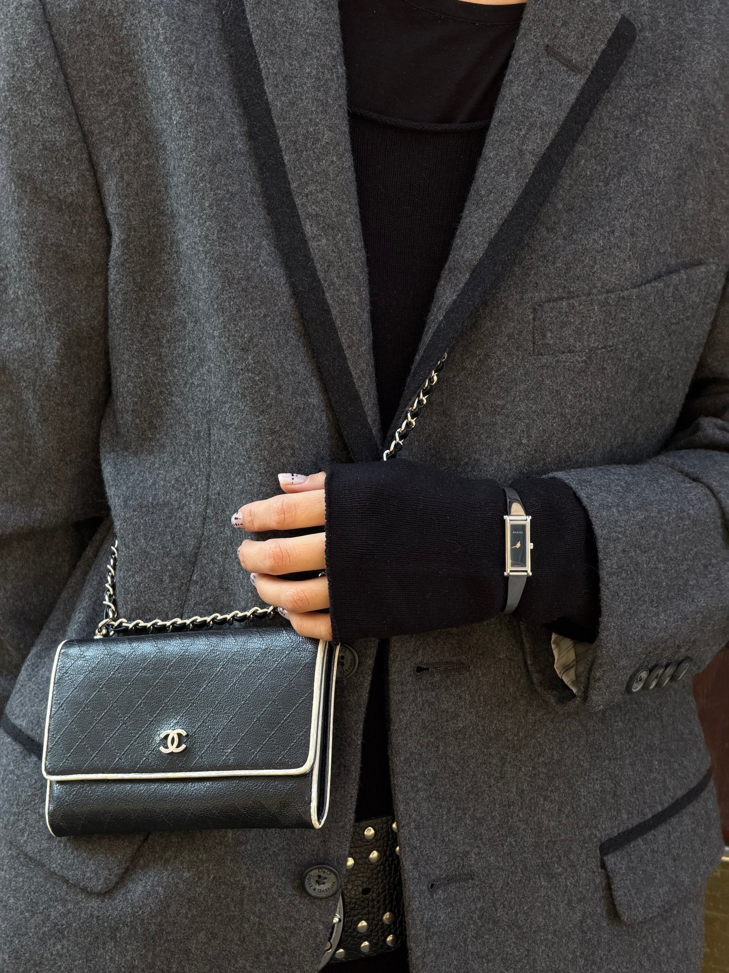 Chanel Re-Worked Flap B&W Limited Edition Wallet with Chain