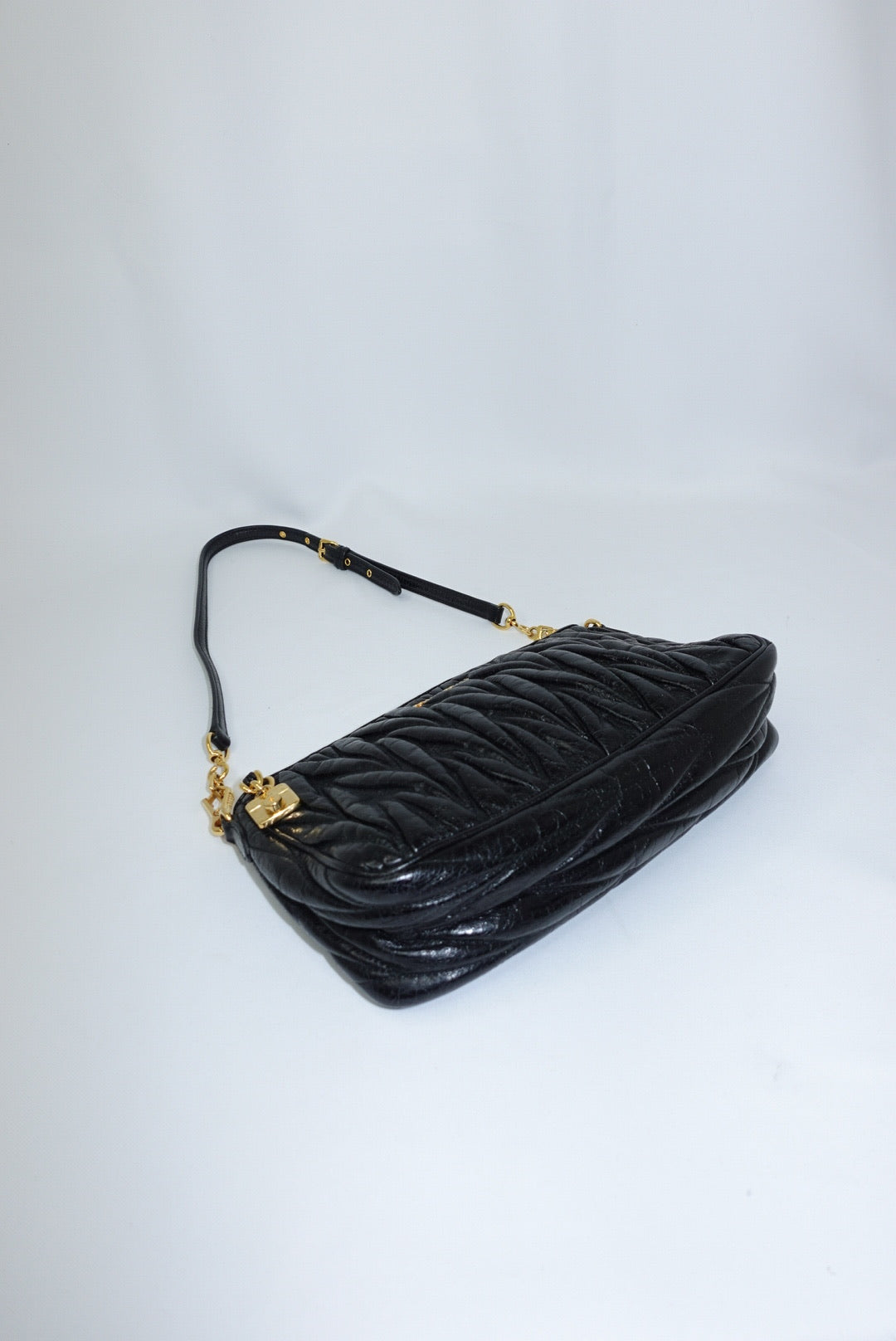 Miu Miu Vintage Wander Matelassé Black Bag w/ Charm