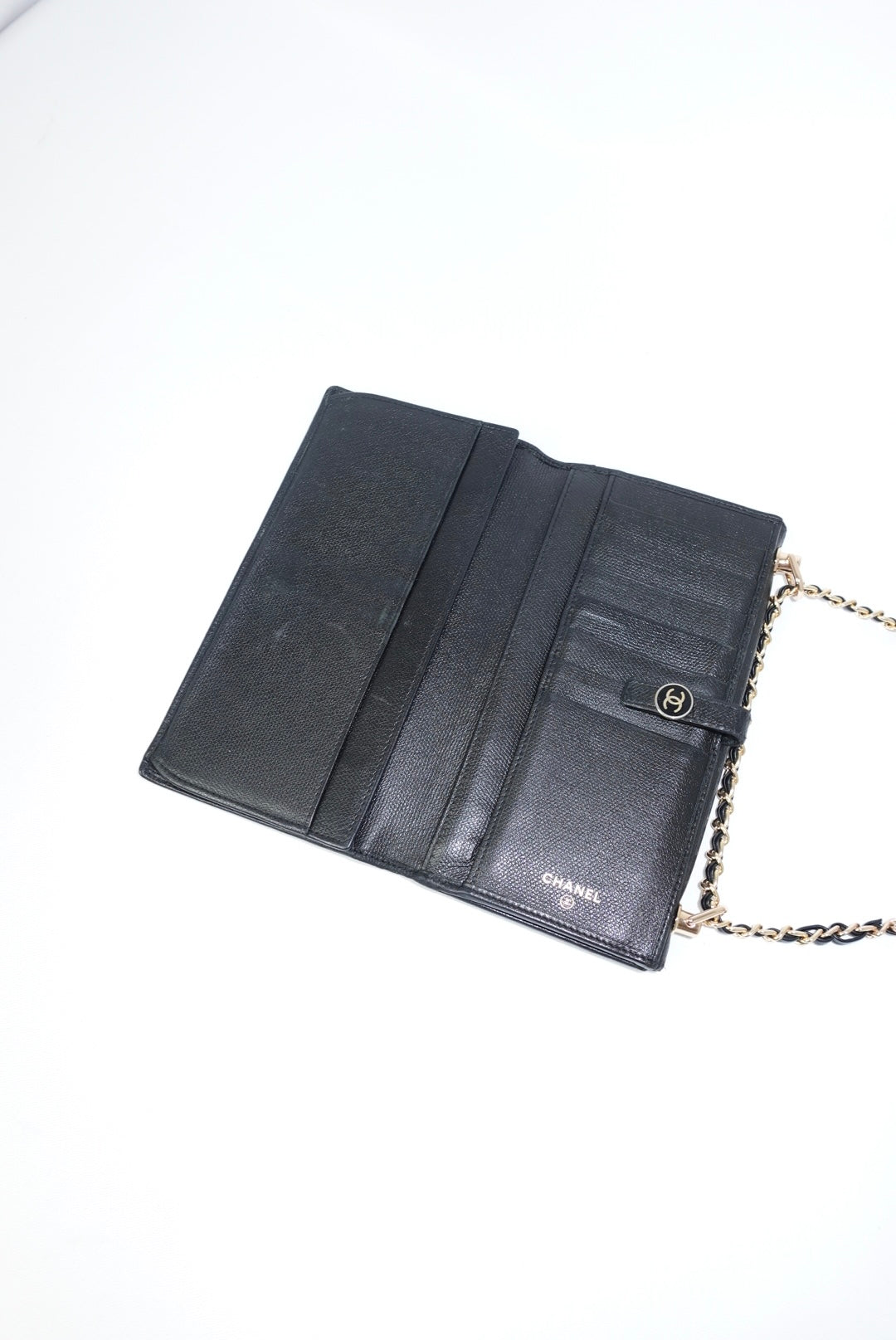 Chanel Re-Worked Black Caviar Double Sided W.O.C round logo