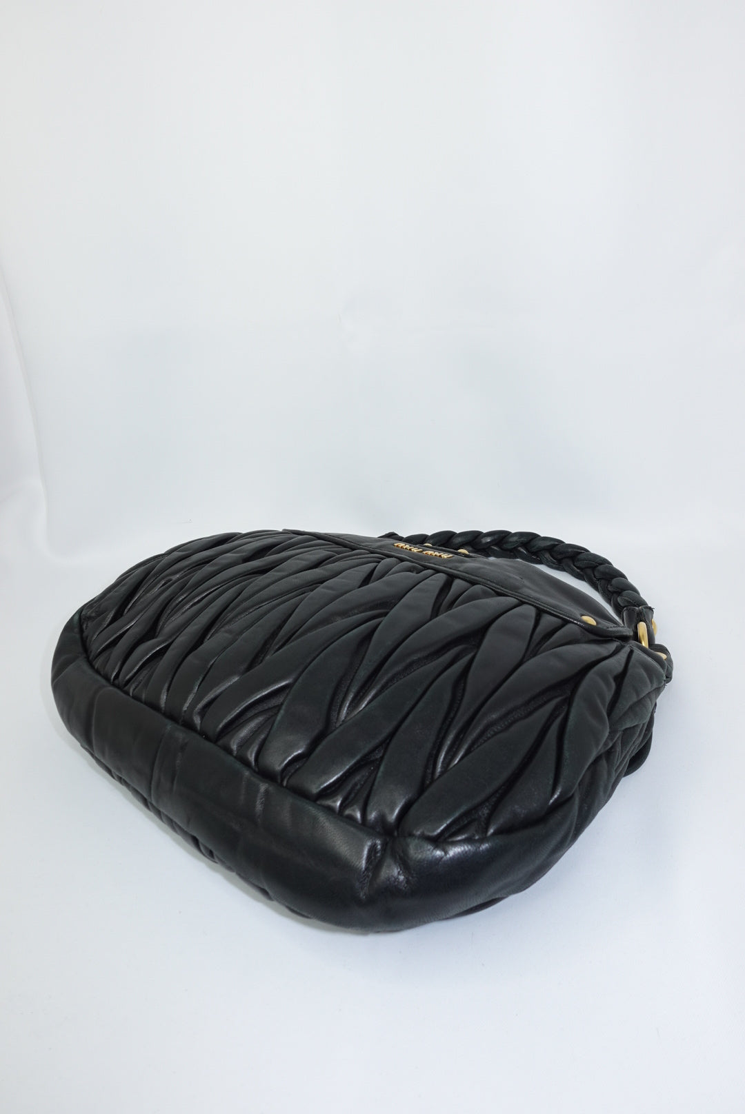 MIU MIU Vintage Coffer Black Matelassé Bag