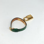 Vintage Hermès Kelly Gold Padlock Watch Green Lizard