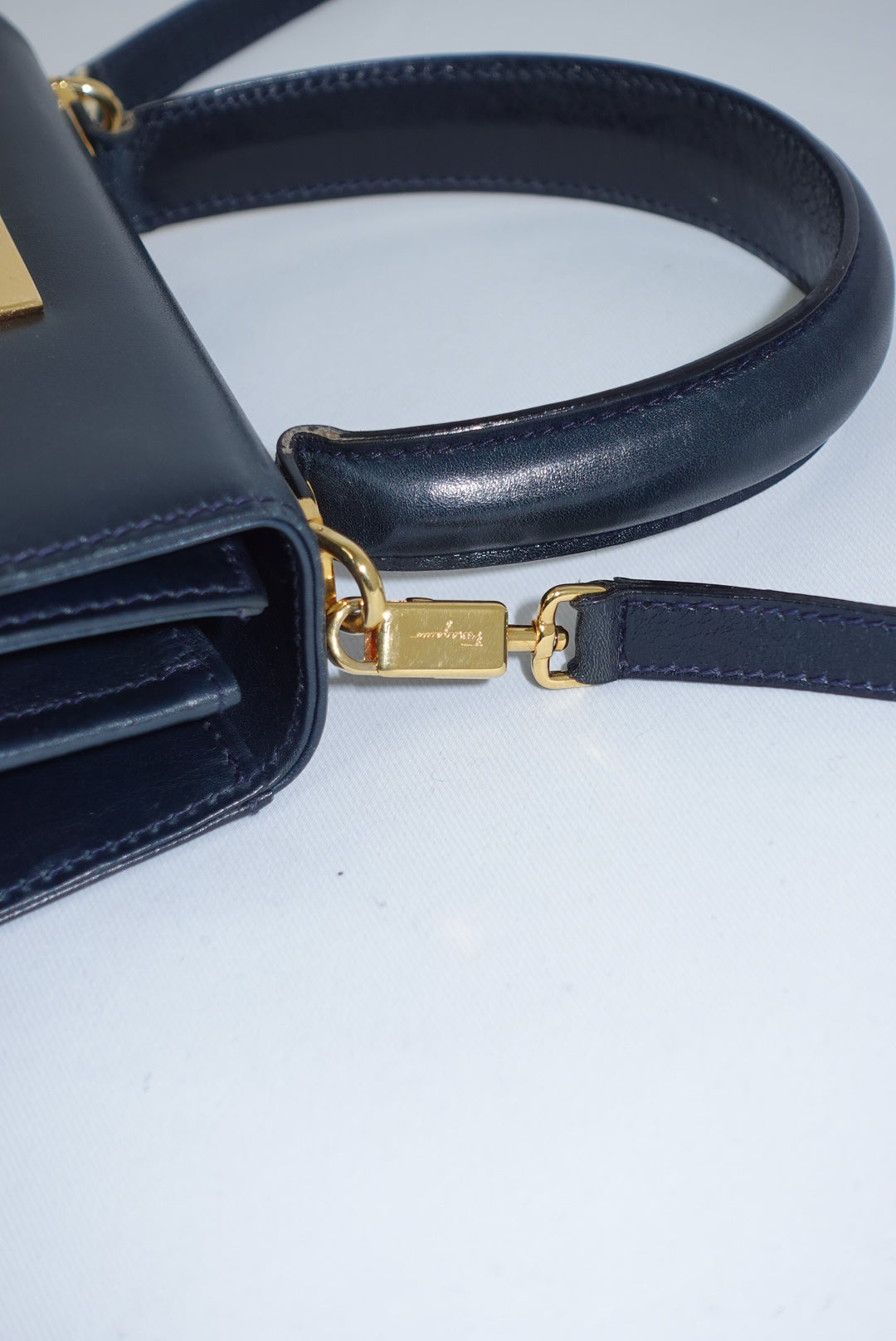 Ferragamo Vintage Navy Iconic Top Handle Bag