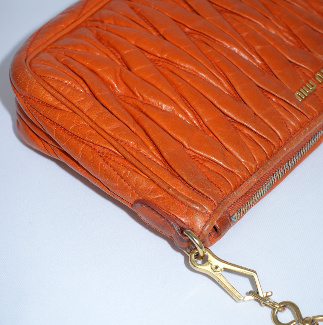 Miu Miu Orange Matelasse Shoulder Bag
