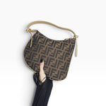 Fendi Zucca Oyster Bag in Brown and Dark Brown FF Canvas