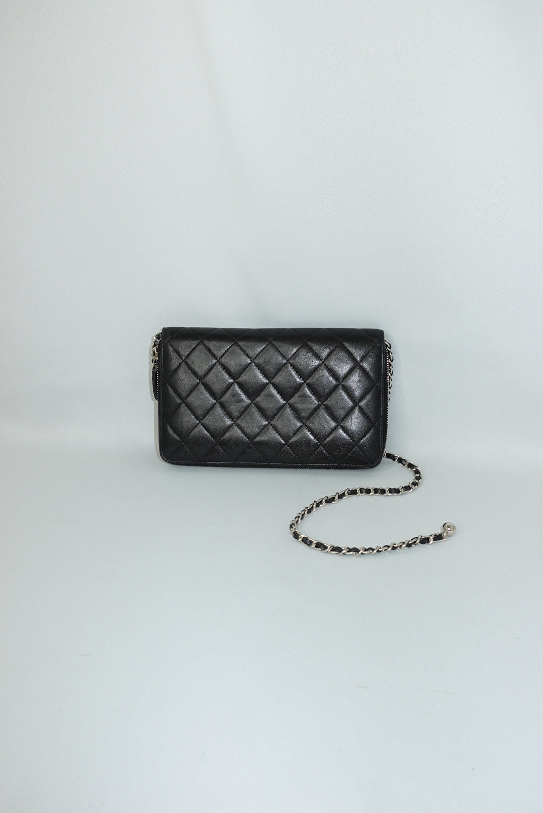 Chanel Timeless Re-Worked Zip Big Vintage Wallet with Chain Black