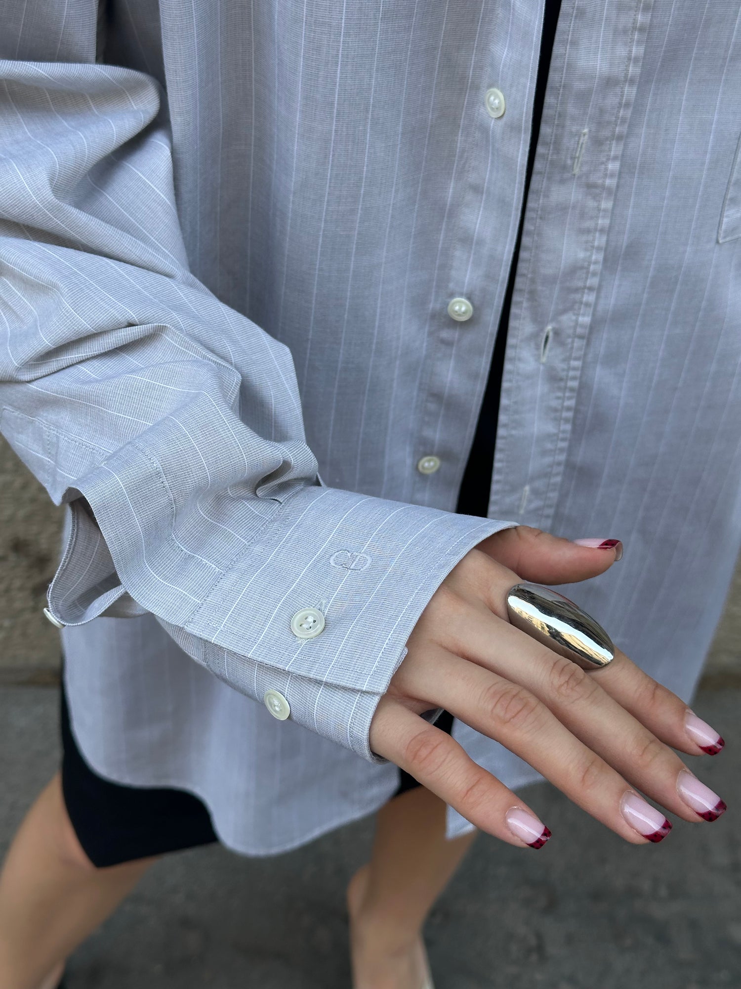 Christian Dior Light Grey Striped Vintage Shirt