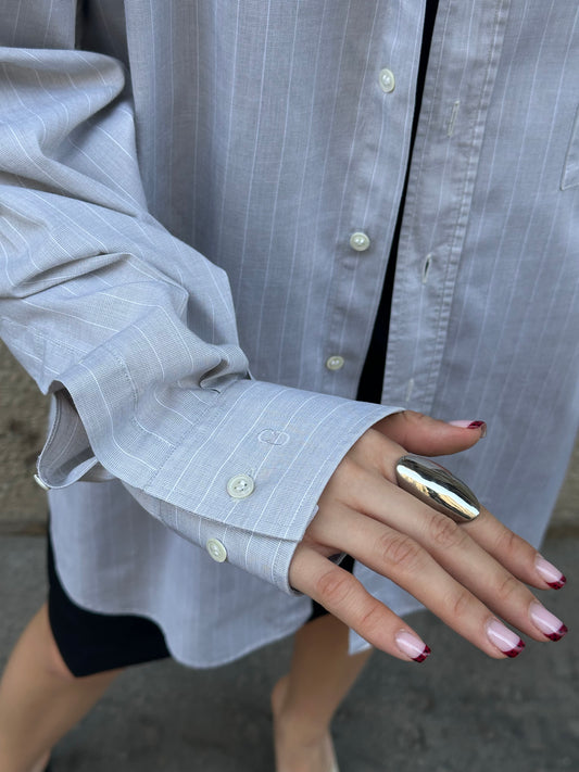 087. Christian Dior Light Grey Striped Vintage Shirt
