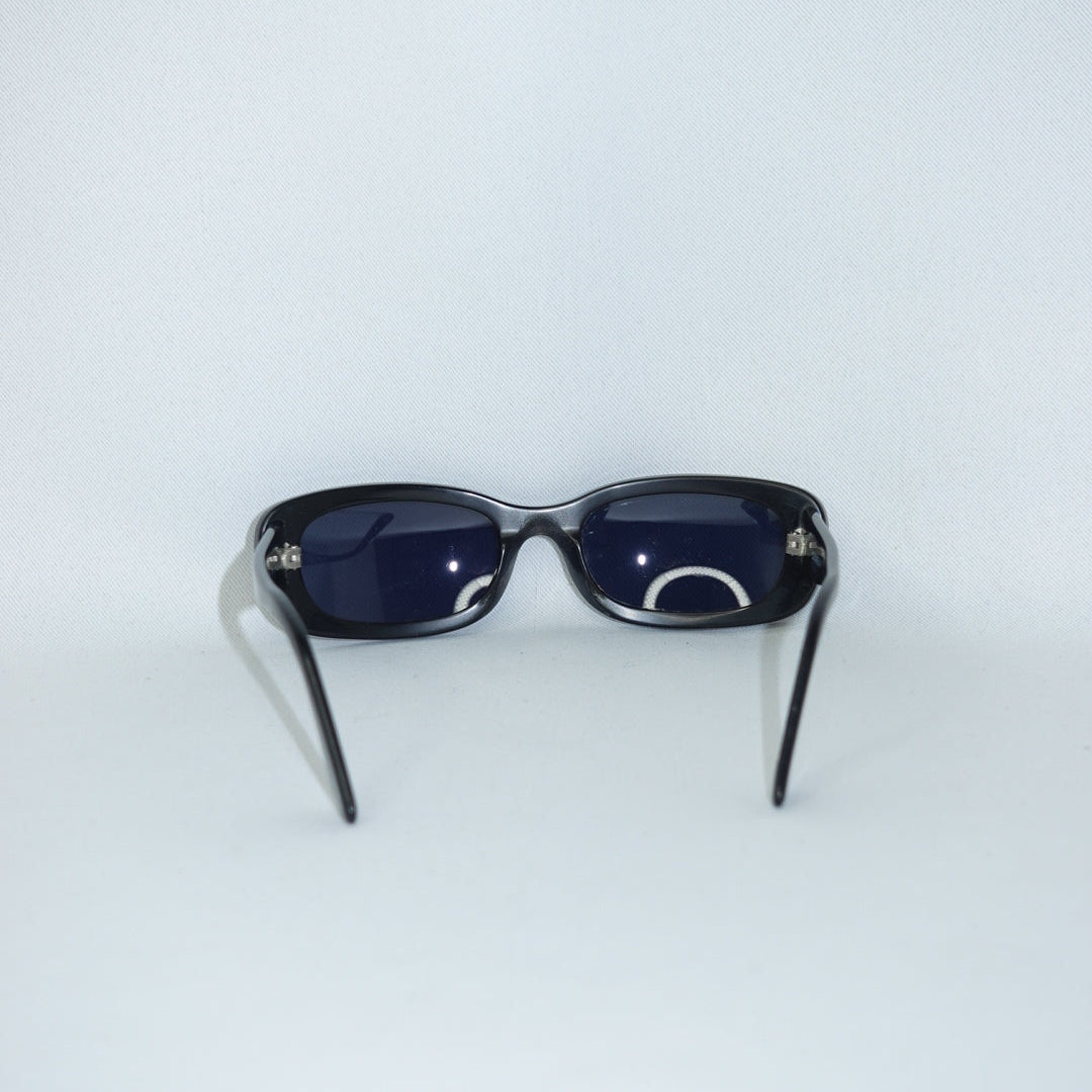 Chanel Black Y2K Sunglasses with Blue lenses