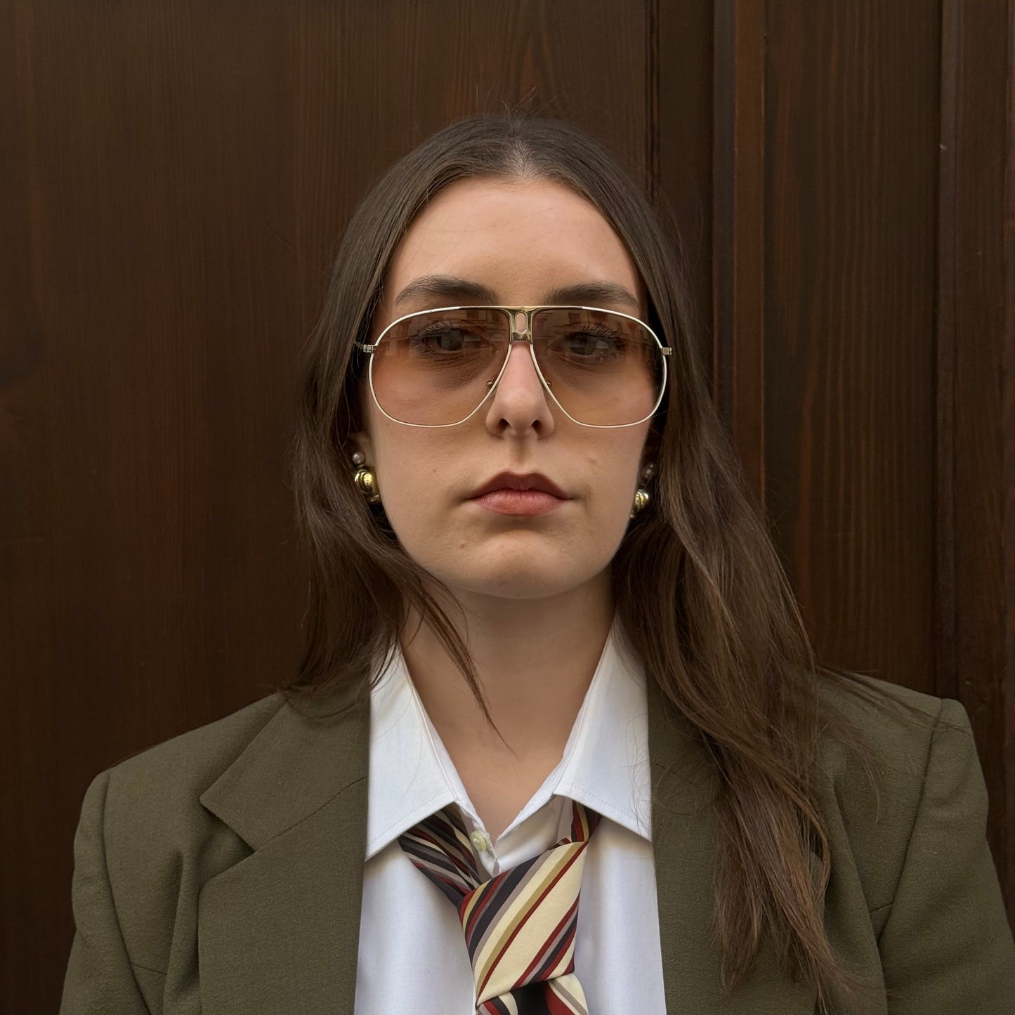 Yves Saint Laurent White Aviator Sunglasses Vintage