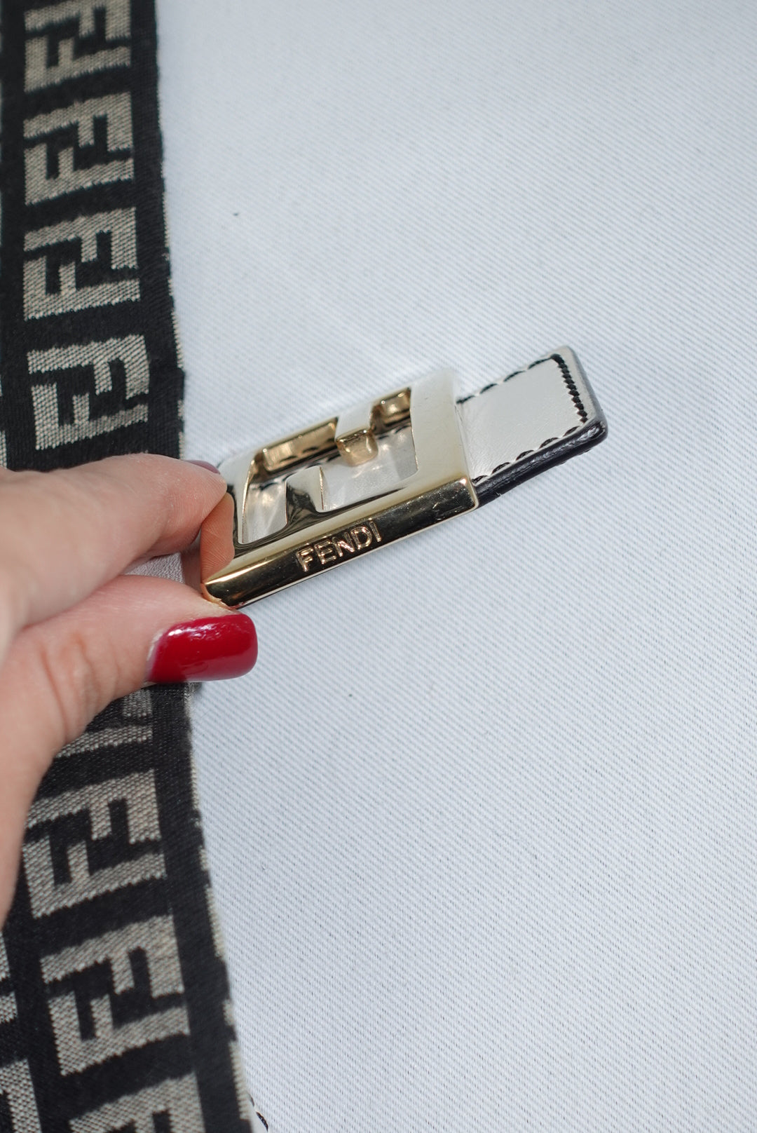 Fendi Mamma Baguette Zucchini B&W Canvas Monogram Vintage Bag