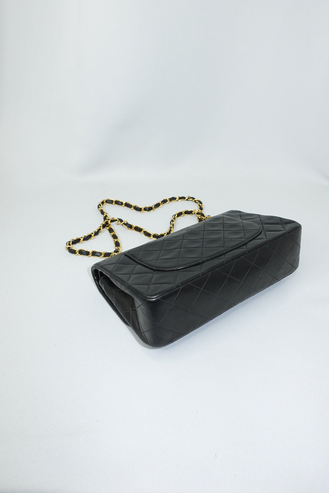 155. Chanel Vintage Timeless Classic 23 Double Flap Black Full Set