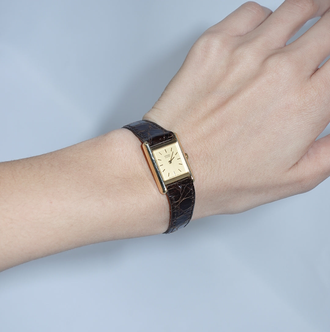 Seiko Quartz Brown with Gold Watch