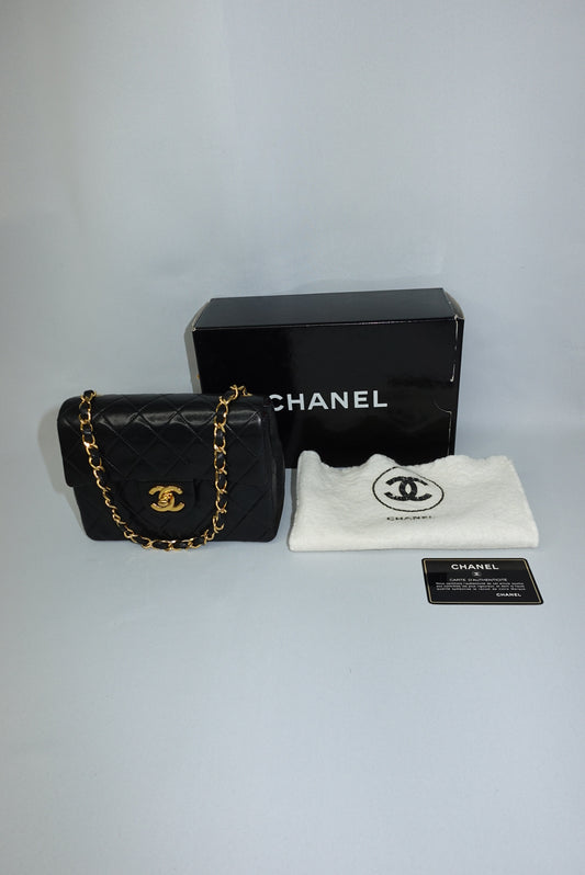 chanel mini square black vintage full set