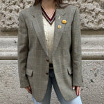 Vintage Brown Houndstooth Oversized Wool Blazer