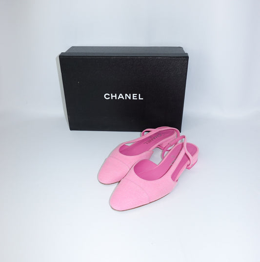 Chanel Pink Denim Slingbacks 38.5