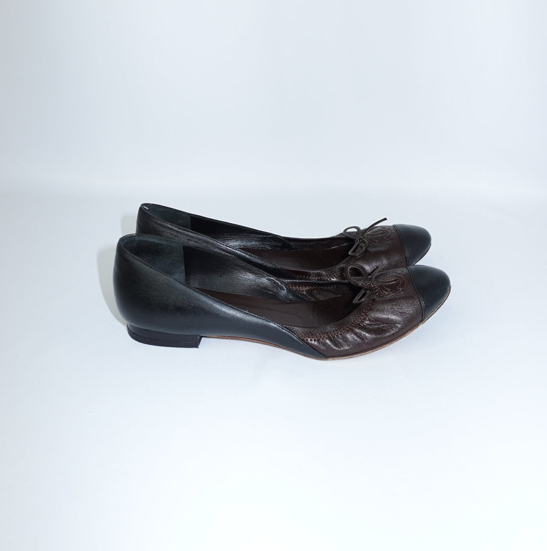 Chanel Brown Soft Ballet Flats 37