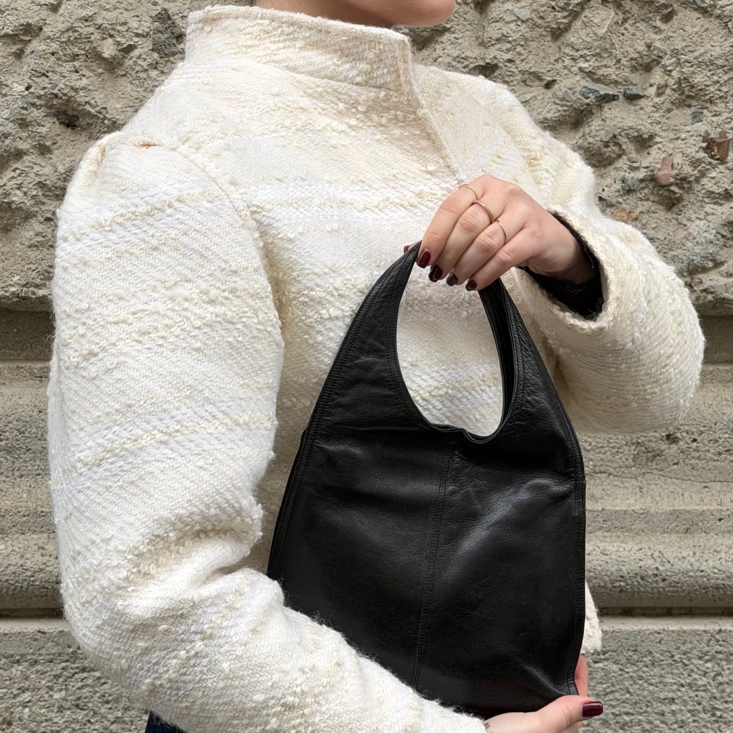 Bottega Veneta vintage black leather bag classic Italian design