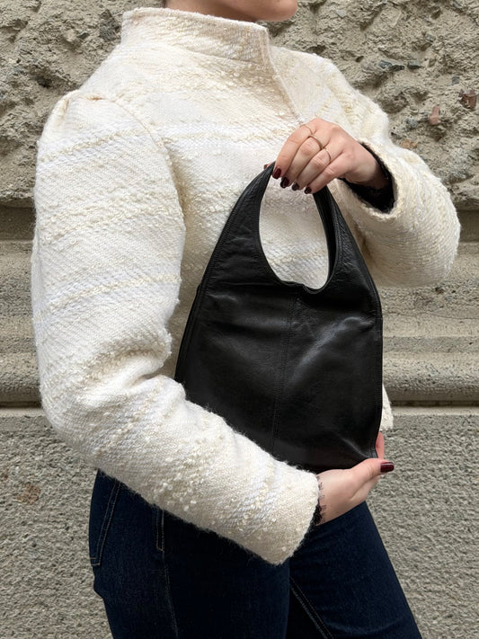 Bottega Veneta vintage black leather bag classic Italian design