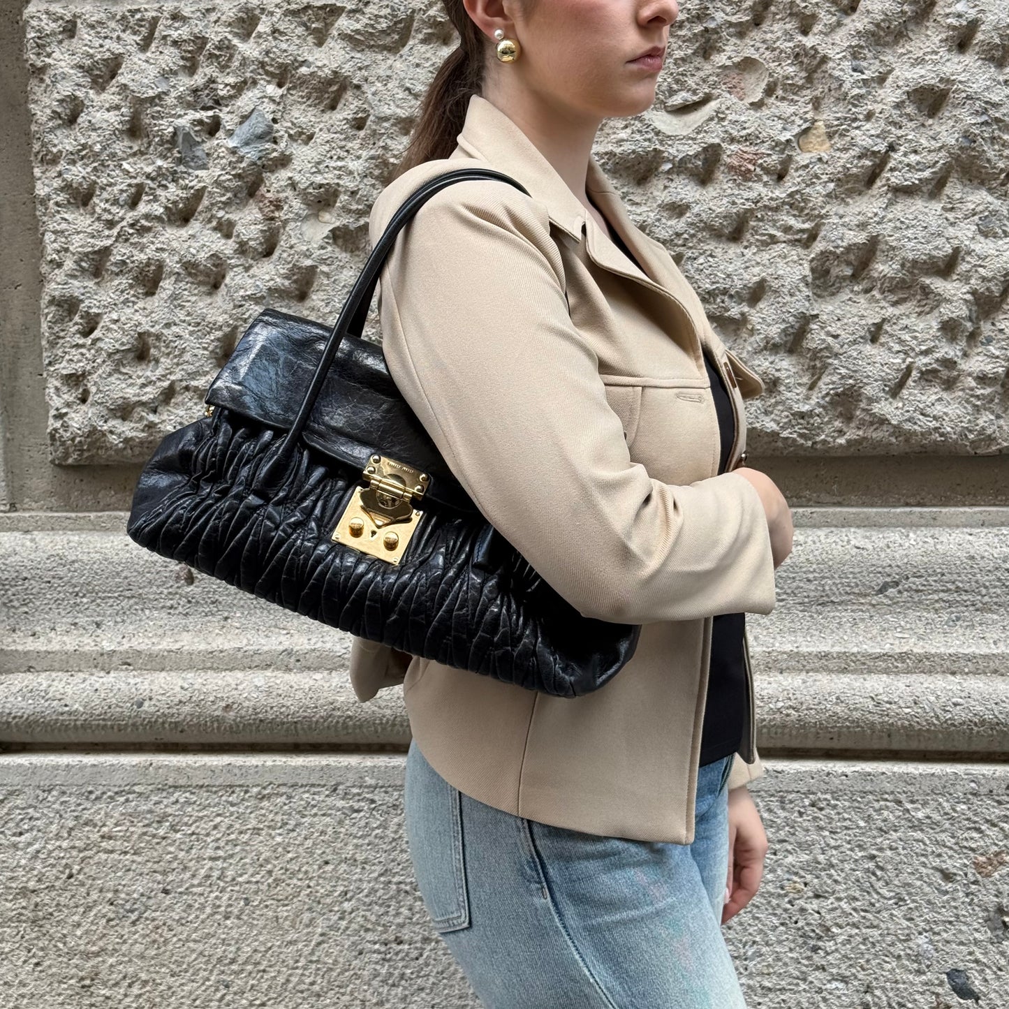 Miu Miu Matelasse Black Bag