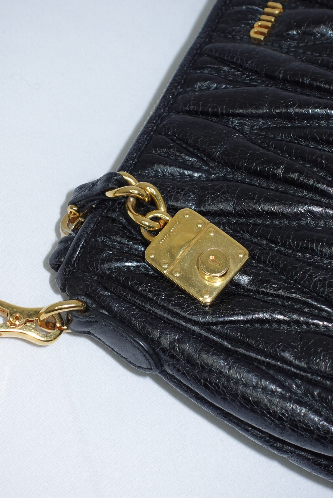Miu Miu Vintage Wander Matelassé Black Bag w/ Charm