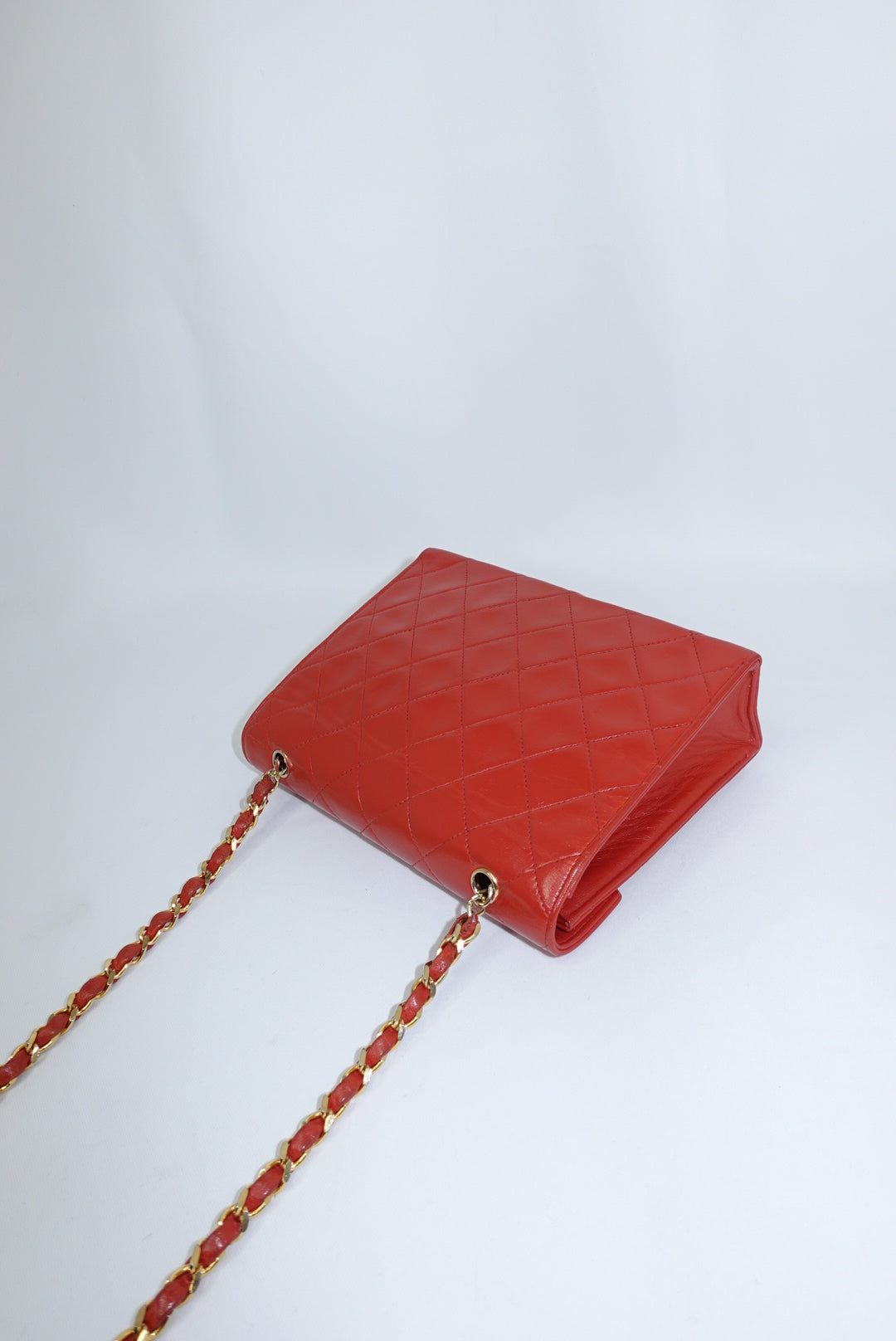 Chanel Vintage Camera Bag CC Logo Red Lambskin