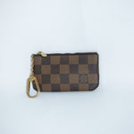     Louis Vuitton Damier Ebene key pouch with gold-tone chain