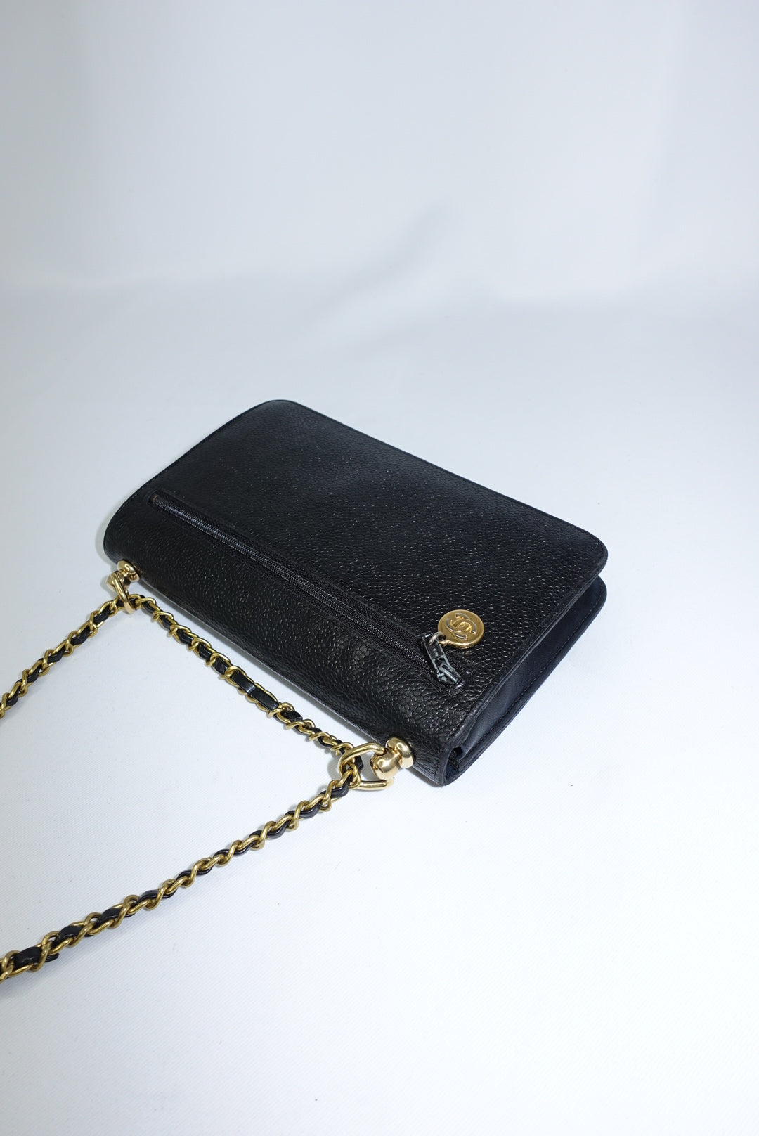 Chanel Re-Worked Vintage Flap W.O.C. Black Caviar CC logo