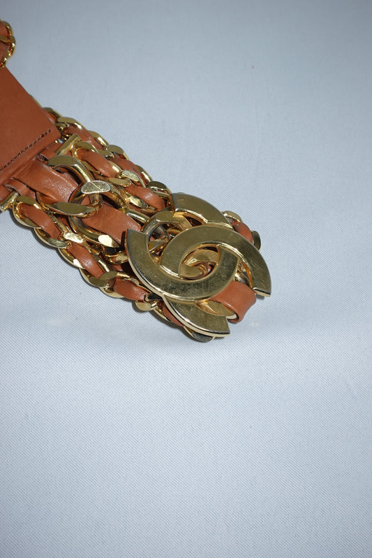 Chanel Camel CC logo Chain Belt